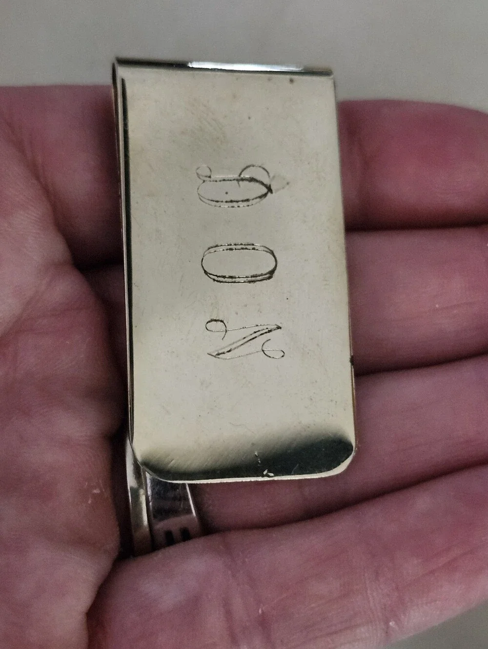 Gold Tone Monogrammed Money Clip -DON